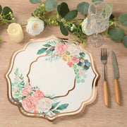 10 Cardboard Paper Placemats with Peony Flowers Print - White and Rose Gold DSP_CHRG_FLOR014_054
