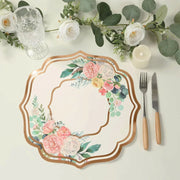 10 Cardboard Paper Placemats with Peony Flowers Print - White and Rose Gold DSP_CHRG_FLOR014_054
