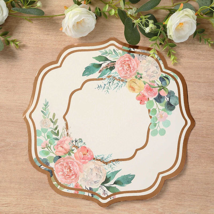 10 Cardboard Paper Placemats with Peony Flowers Print - White and Rose Gold DSP_CHRG_FLOR014_054