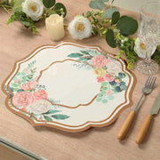10 Cardboard Paper Placemats with Peony Flowers Print - White and Rose Gold DSP_CHRG_FLOR014_054