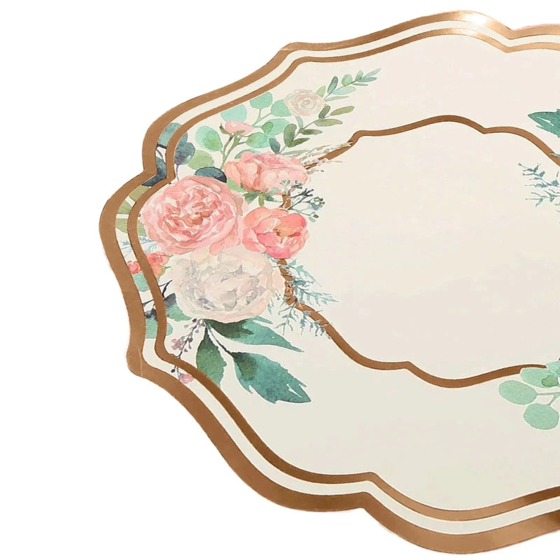 10 Cardboard Paper Placemats with Peony Flowers Print - White and Rose Gold DSP_CHRG_FLOR014_054