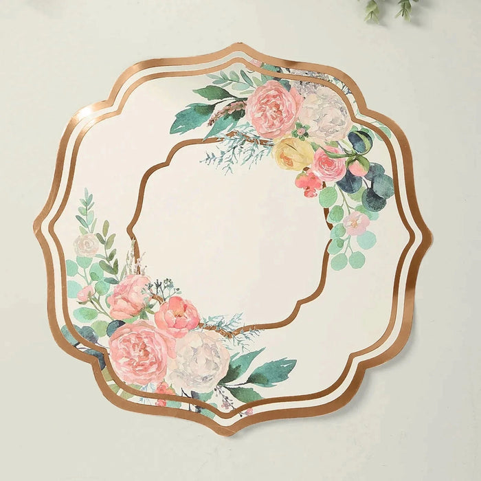 10 Cardboard Paper Placemats with Peony Flowers Print - White and Rose Gold DSP_CHRG_FLOR014_054