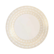 10 Cardstock Paper Charger Plates with Basketweave Pattern Rim - White and Gold DSP_CHRG_R0028_WHGD