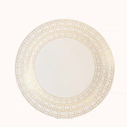 10 Cardstock Paper Charger Plates with Basketweave Pattern Rim - White and Gold DSP_CHRG_R0028_WHGD