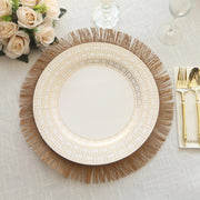 10 Cardstock Paper Charger Plates with Basketweave Pattern Rim - White and Gold DSP_CHRG_R0028_WHGD