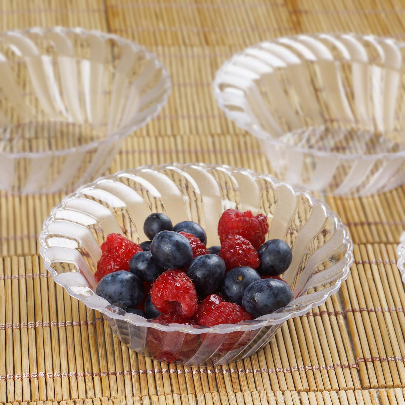 10 Clear 5 oz Flared Plastic Dessert Ice Cream Bowls - Disposable Tableware PLST_BOW15_CLR