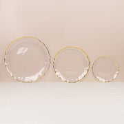 10 Clear Sunflower Plastic Dessert Appetizer Plates with Gold Scalloped Rim