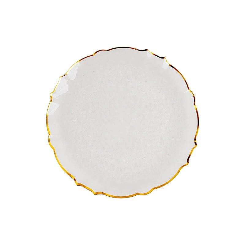 10 Clear Sunflower Plastic Dessert Appetizer Plates with Gold Scalloped Rim DSP_PLR0032_10_CLGD