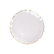 10 Clear Sunflower Plastic Dessert Appetizer Plates with Gold Scalloped Rim DSP_PLR0032_7_CLGD