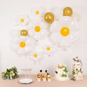 10 Daisy Flower-Shaped Mylar Foil Party Balloons - White BLOON_FOL0025_SET_WHT
