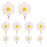 10 Daisy Flower-Shaped Mylar Foil Party Balloons - White BLOON_FOL0025_SET_WHT
