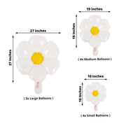 10 Daisy Flower-Shaped Mylar Foil Party Balloons - White BLOON_FOL0025_SET_WHT
