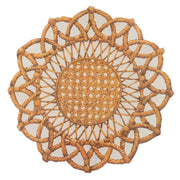 10 Disposable 16" Paper Placemats with Rattan Weave Print and Scalloped Rim - Brown DSP_CHRG_WAV01_BRN