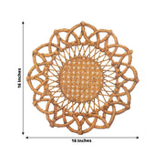 10 Disposable 16" Paper Placemats with Rattan Weave Print and Scalloped Rim - Brown DSP_CHRG_WAV01_BRN