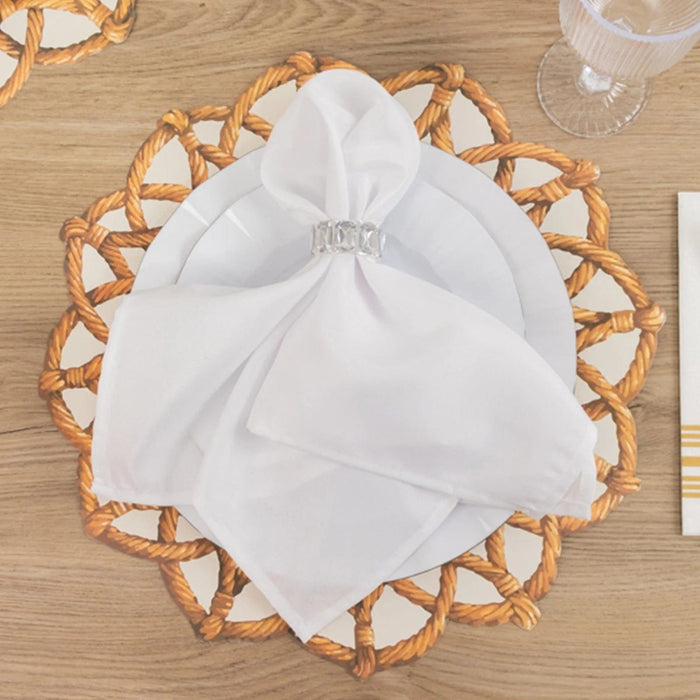 10 Disposable 16" Paper Placemats with Rattan Weave Print and Scalloped Rim - Brown DSP_CHRG_WAV01_BRN