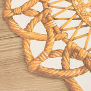 10 Disposable 16" Paper Placemats with Rattan Weave Print and Scalloped Rim - Brown DSP_CHRG_WAV01_BRN