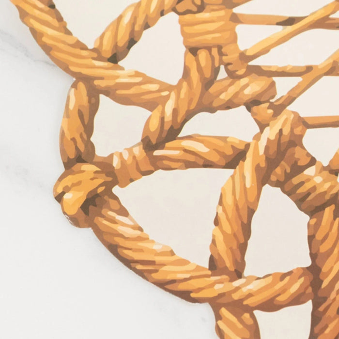 10 Disposable 16" Paper Placemats with Rattan Weave Print and Scalloped Rim - Brown DSP_CHRG_WAV01_BRN