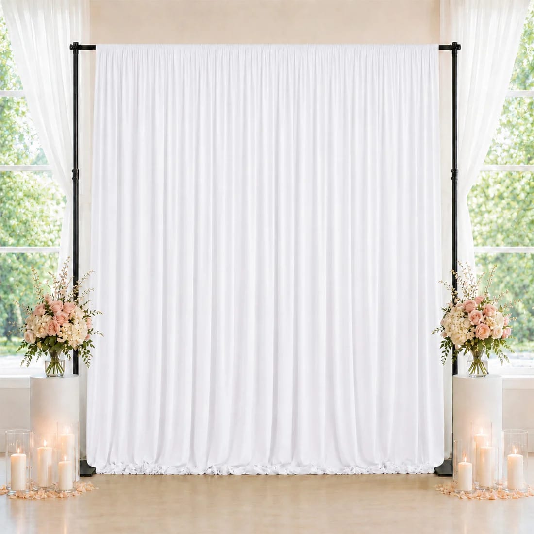 10 feet x 10 feet Spandex Backdrop Curtain with Rod Pocket