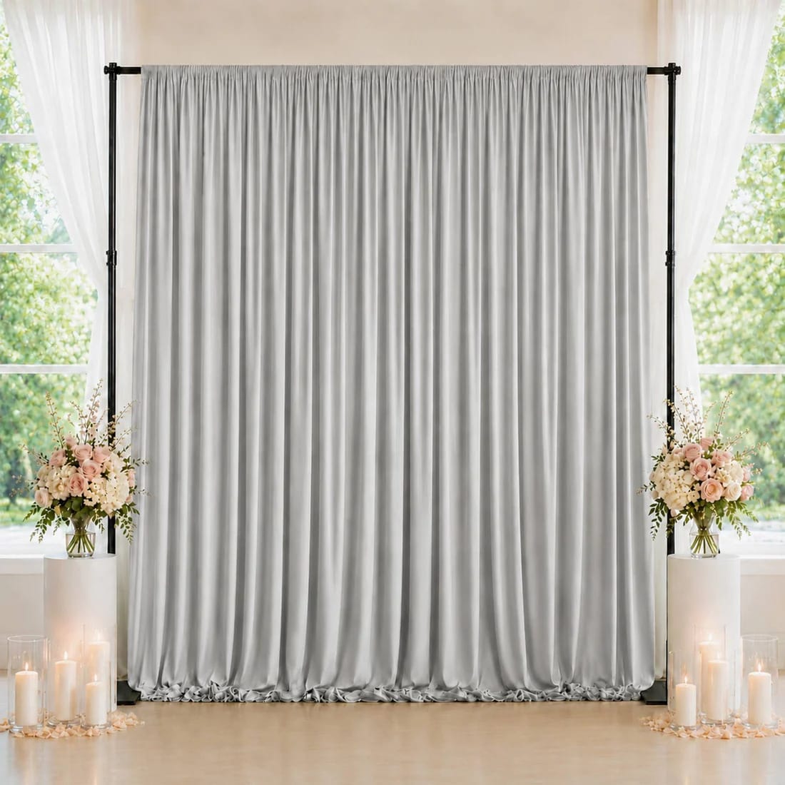 10 feet x 10 feet Spandex Backdrop Curtain with Rod Pocket