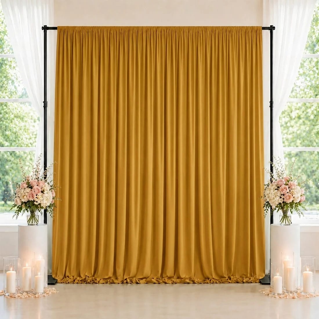 10 feet x 10 feet Spandex Backdrop Curtain with Rod Pocket