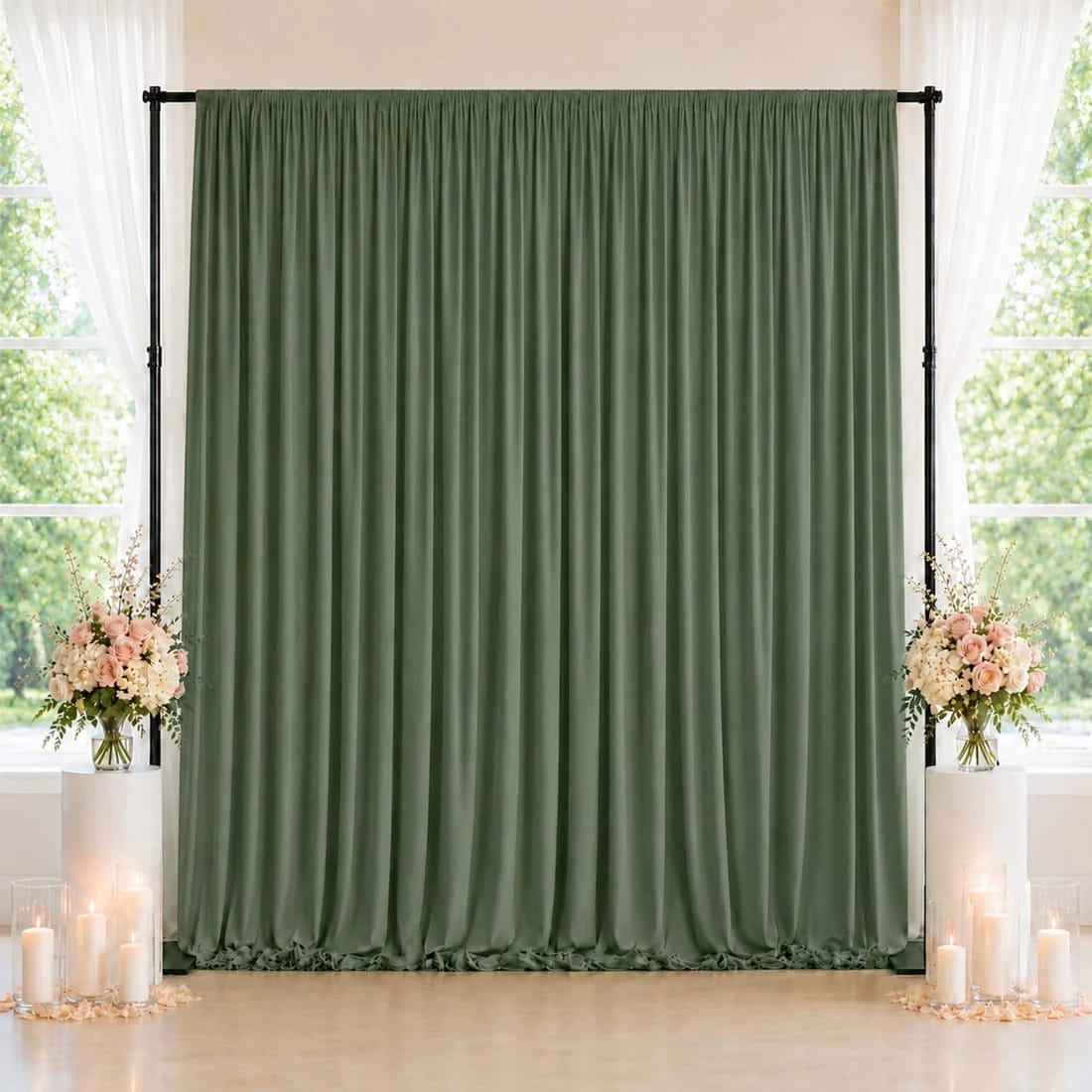 10 feet x 10 feet Spandex Backdrop Curtain with Rod Pocket