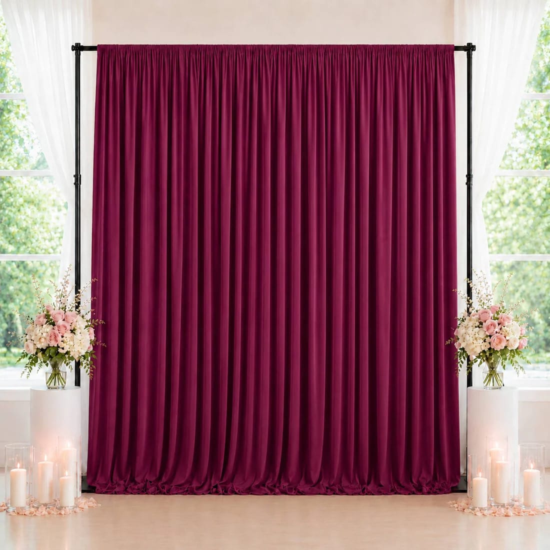 10 feet x 10 feet Spandex Backdrop Curtain with Rod Pocket
