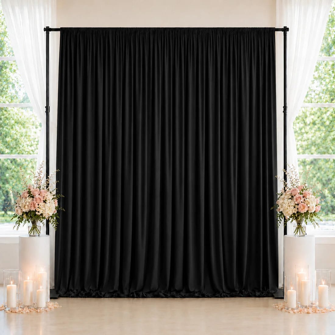 10 feet x 10 feet Spandex Backdrop Curtain with Rod Pocket