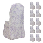 10 French Toile Floral Polyester Banquet Chair Covers