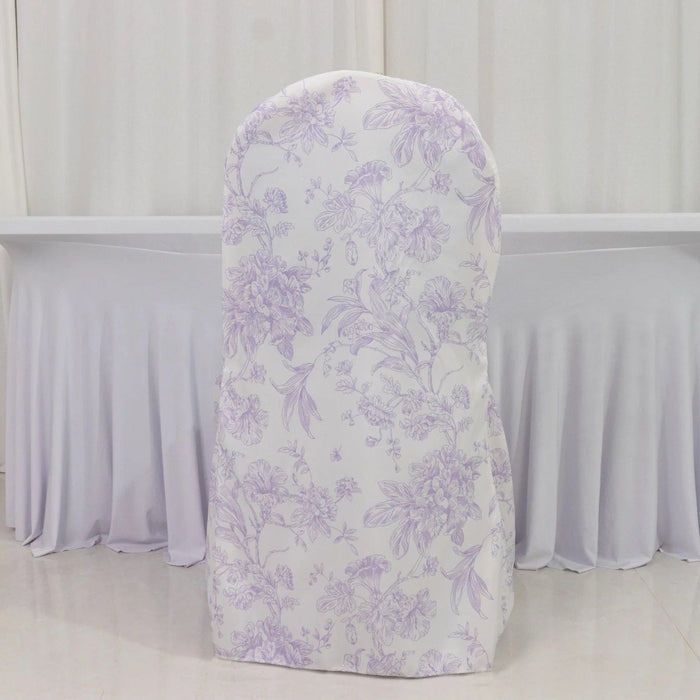 10 French Toile Floral Polyester Banquet Chair Covers
