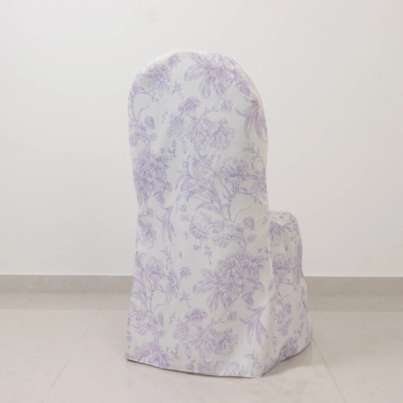 10 French Toile Floral Polyester Banquet Chair Covers