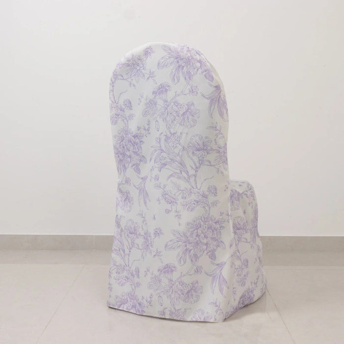 10 French Toile Floral Polyester Banquet Chair Covers