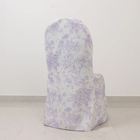 10 French Toile Floral Polyester Banquet Chair Covers