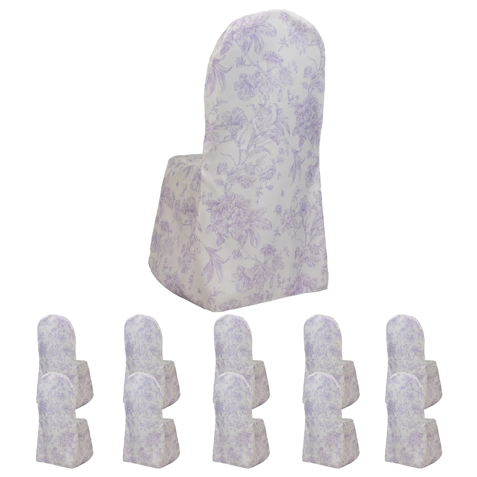 10 French Toile Floral Polyester Banquet Chair Covers
