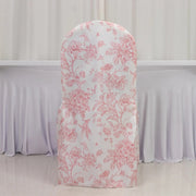 10 French Toile Floral Polyester Banquet Chair Covers