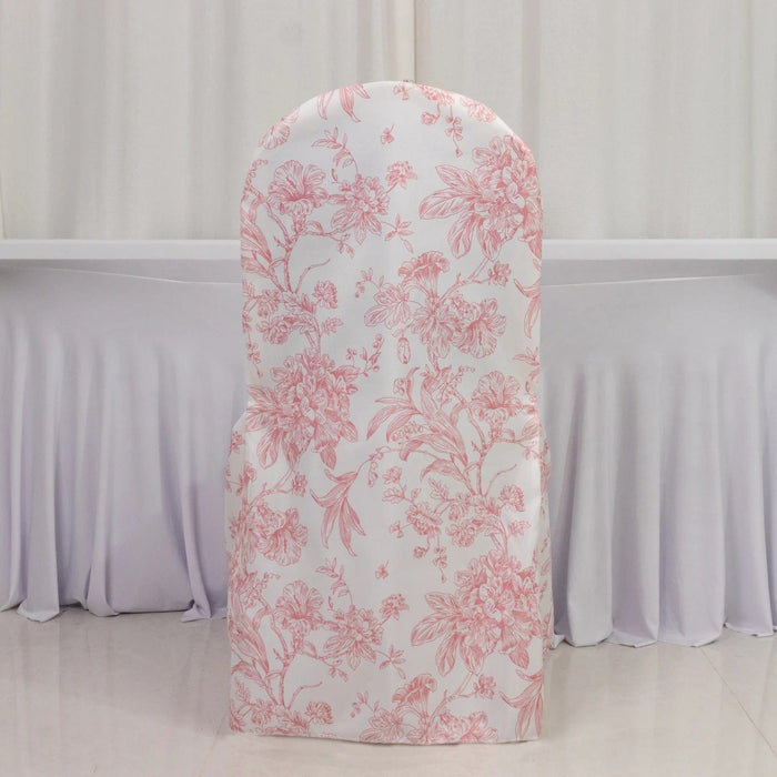 10 French Toile Floral Polyester Banquet Chair Covers