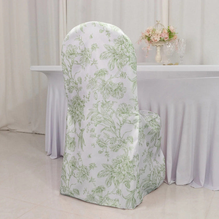 10 French Toile Floral Polyester Banquet Chair Covers