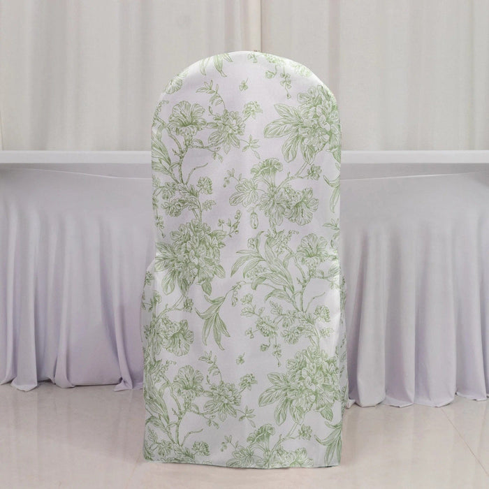 10 French Toile Floral Polyester Banquet Chair Covers