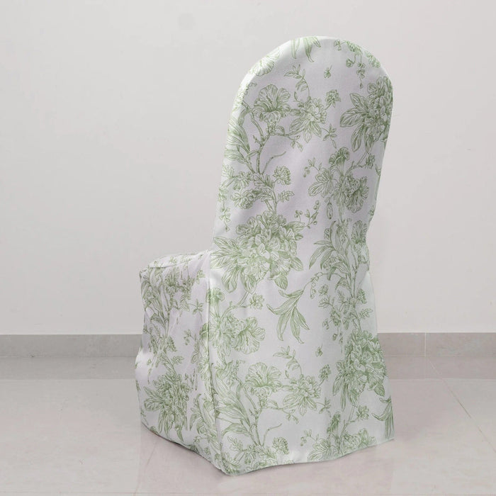 10 French Toile Floral Polyester Banquet Chair Covers