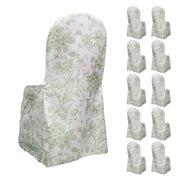 10 French Toile Floral Polyester Banquet Chair Covers