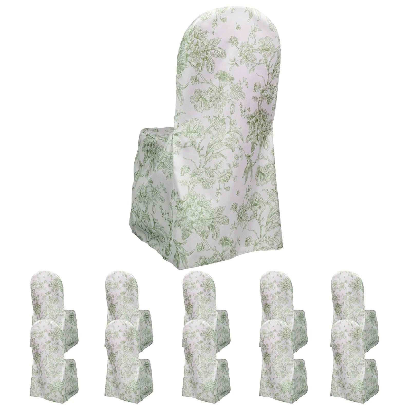10 French Toile Floral Polyester Banquet Chair Covers