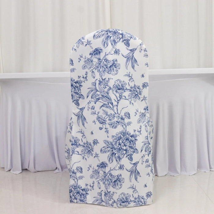 10 French Toile Floral Polyester Banquet Chair Covers