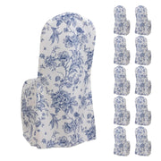 10 French Toile Floral Polyester Banquet Chair Covers