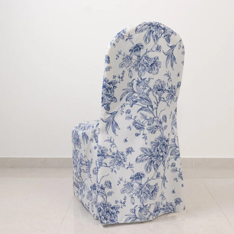 10 French Toile Floral Polyester Banquet Chair Covers