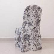 10 French Toile Floral Polyester Banquet Chair Covers