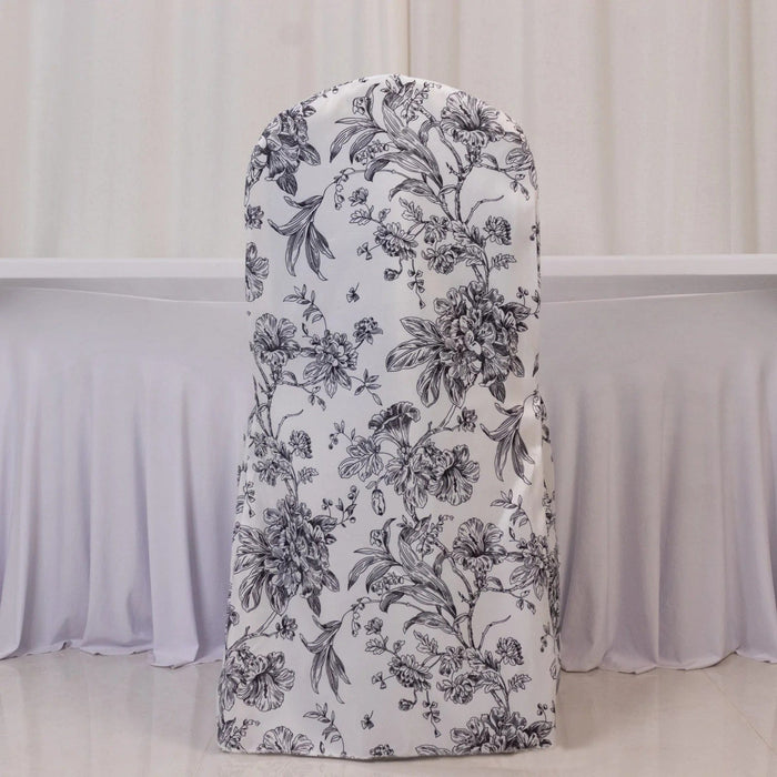 10 French Toile Floral Polyester Banquet Chair Covers