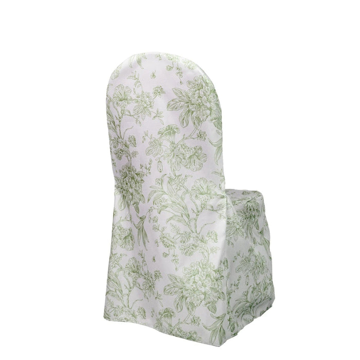 10 French Toile Floral Polyester Banquet Chair Covers CHAIR_BANQ_FLORFT_DSG_PK10