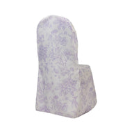 10 French Toile Floral Polyester Banquet Chair Covers CHAIR_BANQ_FLORFT_LAV_PK10