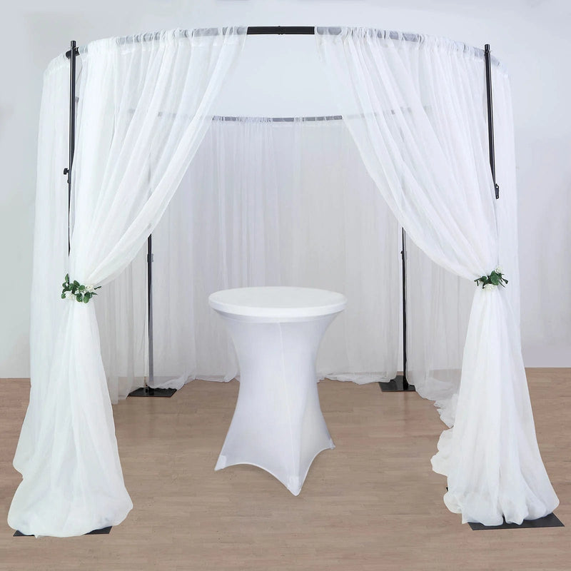 10 ft Adjustable 4 Post Round Wedding Arch Stand Backdrop Canopy - Black BKDP_STND10_SET_RND