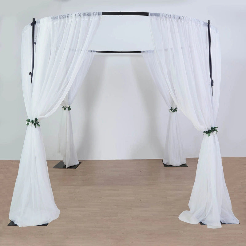 10 ft Adjustable 4 Post Round Wedding Arch Stand Backdrop Canopy - Black BKDP_STND10_SET_RND