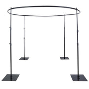10 ft Adjustable 4 Post Round Wedding Arch Stand Backdrop Canopy - Black BKDP_STND10_SET_RND